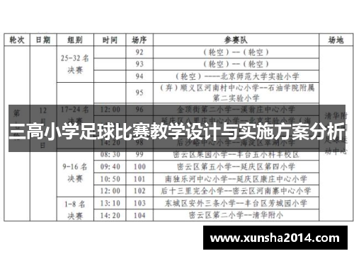 三高小学足球比赛教学设计与实施方案分析